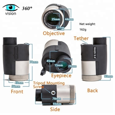 10x25 Mini High Power Zoom Monocular avec la bande de main